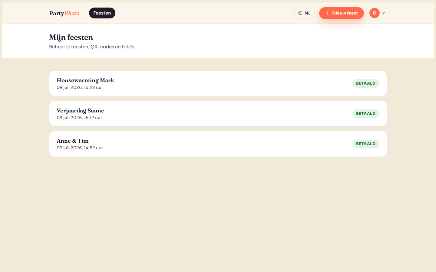 Log in op je dashboard
